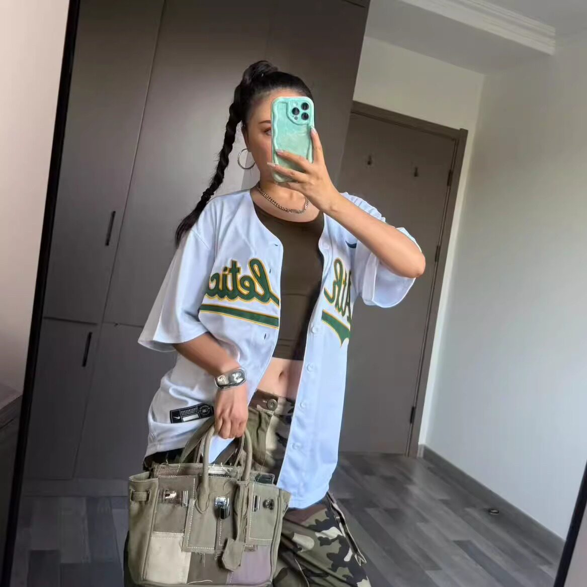 2025新款欧美式棒球服街头嘻哈HIPHOP街舞短袖开衫字母T恤宽松INS