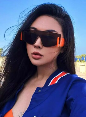 橘色太阳镜方框夸张墨镜欧美时尚