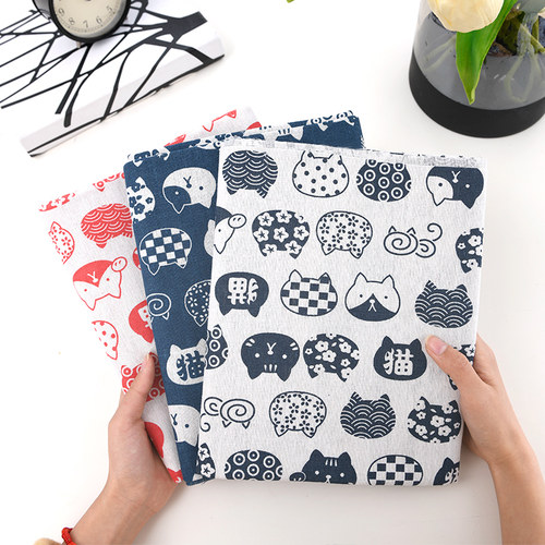 日系棉麻布料批发花布沙发布diy