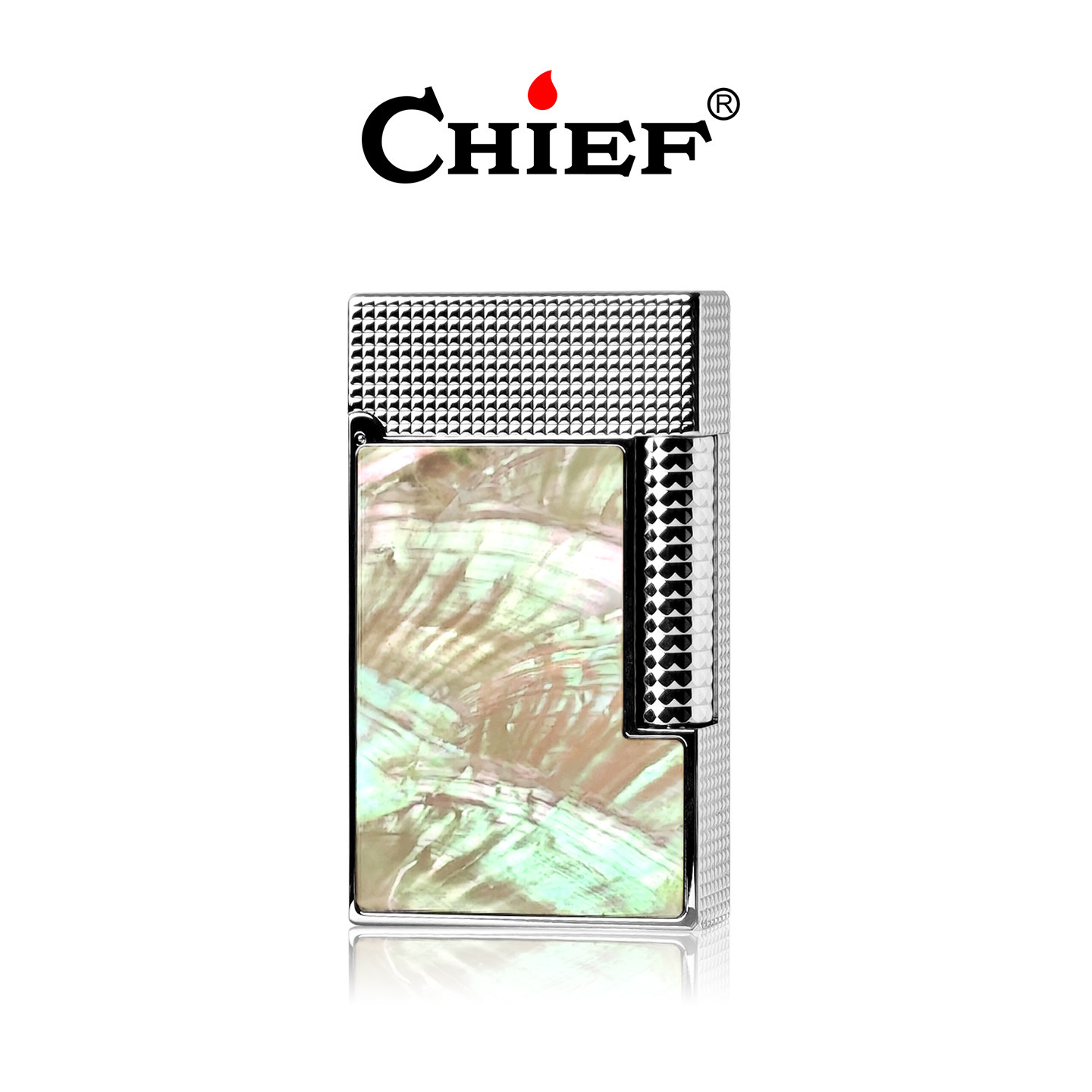 珍珠贝-Chief首领天然彩贝黄铜朗声充气打火机高颜值送礼高档