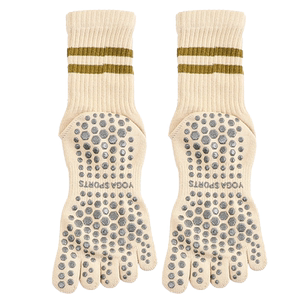 瑜伽袜子防滑专业女秋冬普拉提袜子五指袜2023新款运动防滑中高筒