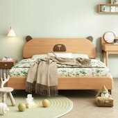 政府补贴实木儿童床男孩女孩公主家用1.5米房卡通小床橡胶木单人