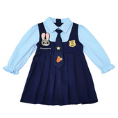 学院风女宝宝百褶裙潮 2026新款 女小童裙子卡通儿童春装 连衣裙长袖