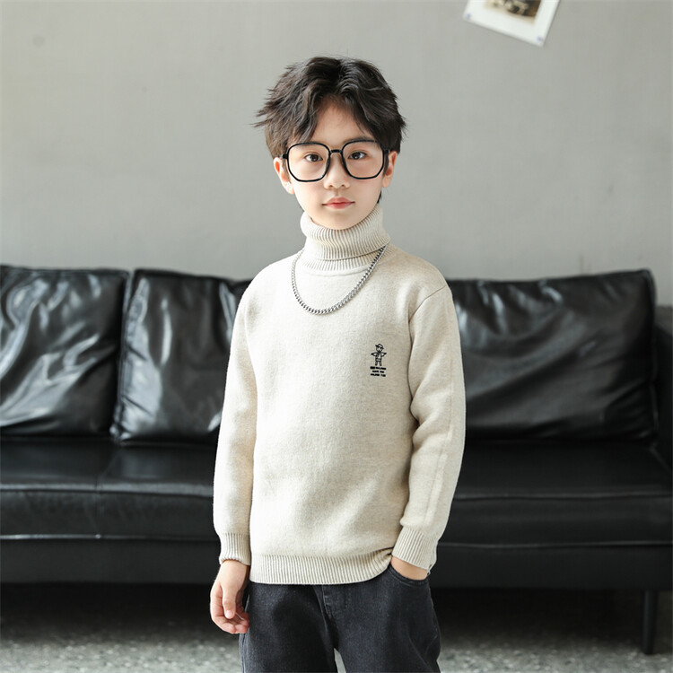 外贸男童毛衣秋冬款2025新款儿童冬装高领针织衫大男孩秋季打底衫