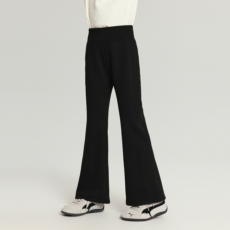 外贸儿童高腰微喇长裤2025冬装新款女童加绒加厚保暖休闲裤子