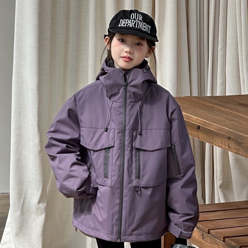 外贸女童羽绒服冬装2025新款加厚保暖三合一冲锋衣冬季白鸭绒儿童