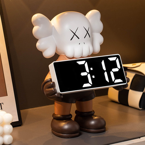 暴力熊摆件客厅电子钟表玄关数字台钟家装高档桌面装饰品静音时钟