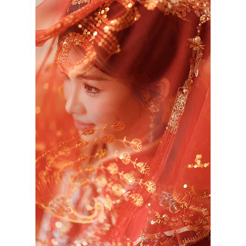 2024中式婚礼头纱红色喜帕