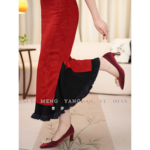 旗袍百褶大摆裙专用半身裙汉服打底裙防走光内衬裙马面裙长款纯色