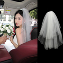 主婚纱头饰结婚摄影拍照道具蓬蓬纱领证登记 白色新娘头纱2024法式