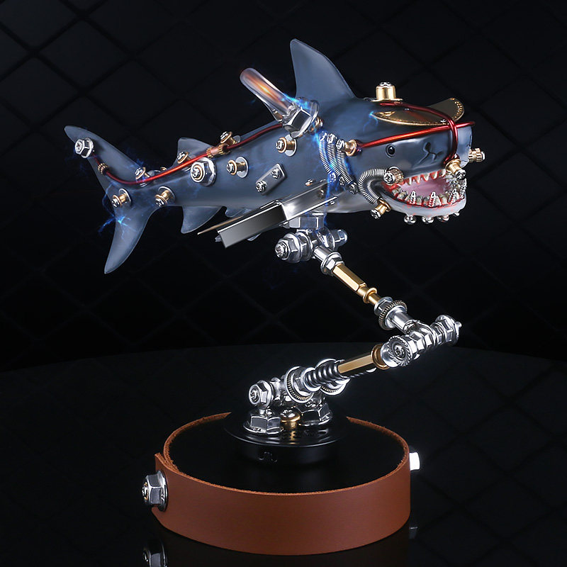 金属机械拼装模型鲨鱼变异兽高难度手办diy玩具礼物宇田川誉仁风