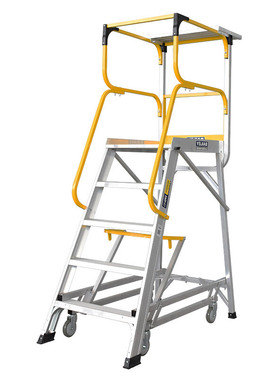 稳耐梯子铝合金平台梯人字梯超市仓库理货梯平台梯需组装 FS13590