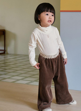 锦小和和 amber韩国童装女童裤子秋冬25新款儿童灯芯绒休闲直筒裤