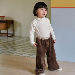 锦小和和 amber韩国童装女童裤子秋冬25新款儿童灯芯绒休闲直筒裤