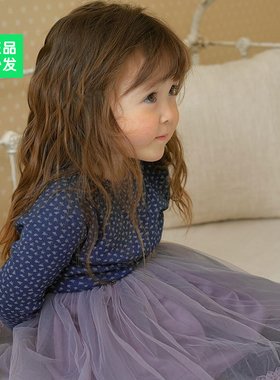 现锦小和和amber韩国童装女童t恤棉长袖儿童内搭时尚碎花打底上衣