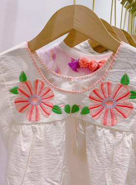 锦小和ginger snaps女童连衣裙夏季2025新款儿童刺绣花朵洋气裙子