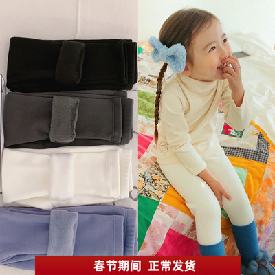 女童奶油色厚加绒弹力打底裤保暖