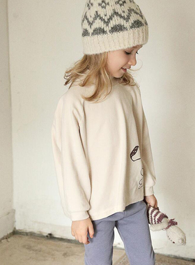 锦小和和 bien韩国童装女童磨毛弹力上衣长袖t恤儿童2025新款上衣