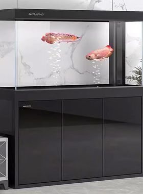 闽江大型鱼缸水族箱现代客厅家用落地免换水轻奢超白底滤龙鱼缸