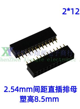 10条 双排直脚排母 2.54MM间距 2*12P 2X12PIN 直插式连接器 母座