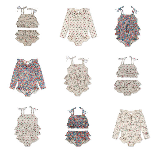 长袖防晒儿童泳衣速干分体女童