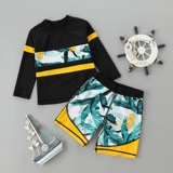 Детский купальник для мальчиков, раздельный лонгслив, пляжные штаны, защита от солнца, подходит для подростков, большой размер