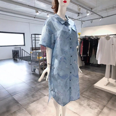 S-L穿 BAUM UND PFERDGARTEN 漂亮蓝色印花连衣裙 699