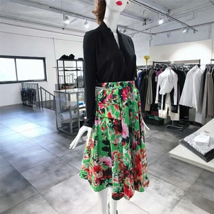M穿 半身裙 MSGM 百搭裙子中长款 775 花卉印花女装