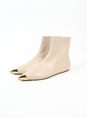 36 37 39码 MA0RNI 细腻优雅金头 隐形跟 裸色软皮 时装靴 1588