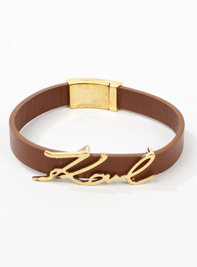 M码 KA0RL LA0GERFELD 靓丽金属LOGO牛皮手链 380