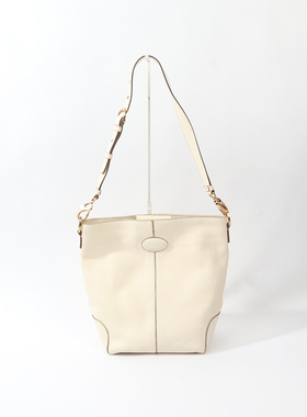 TO0D'S 时尚简约米白色皮质单肩包 2120