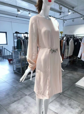 M-L穿 LAN 朗家 温柔粉色收腰女装连衣裙 3270