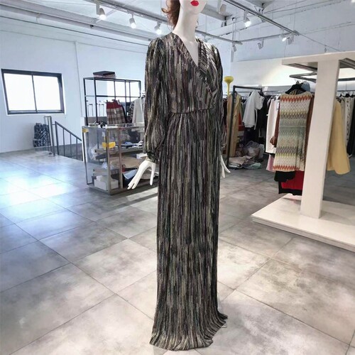 M-L穿 RHEA COSTA 金丝拼色洋装连衣裙 1355