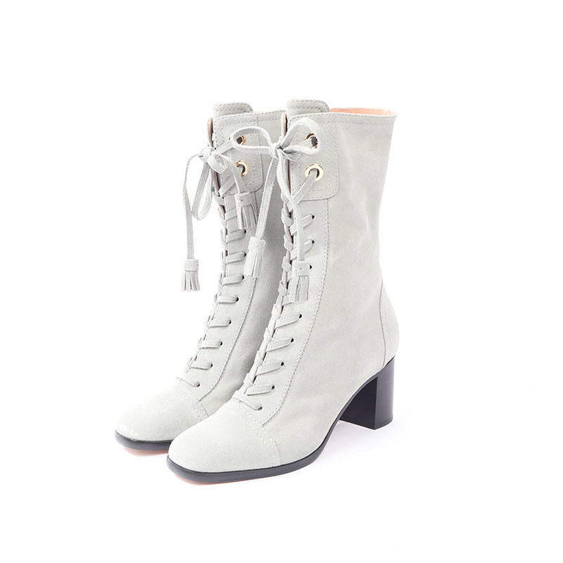 37码 AL0BERTA FE0RRETTI 浅灰色系带短靴 1355