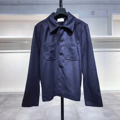 L-XL穿 OFFICINE GENERALE 男装深色单排扣翻领秋冬毛呢大衣 885