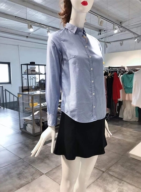 XS-S穿 B.D.BAGGIES 蓝色细棉洋装衬衣 420