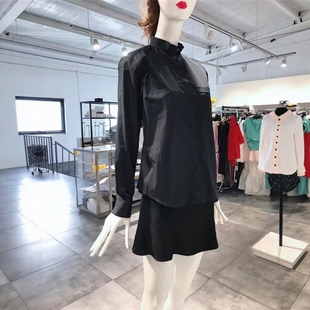 小M穿 黑色细棉衬衣 经典 830