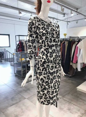 S-M穿 CAVALLI CLASS 优雅印花洋装连衣裙 860