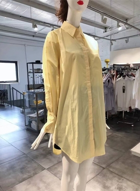 S-L穿 WE0ILI ZH0ENG 浅黄色廓形洋装衬衣 588
