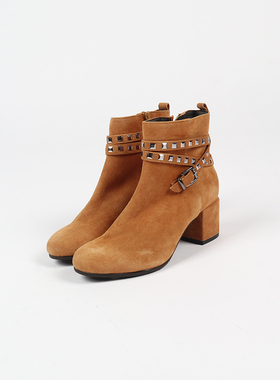 36码 BA0ILLY 粗跟轻奢秋冬时尚百搭圆头高跟时装靴 766