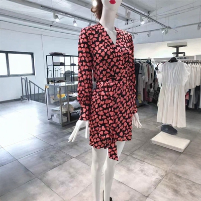 XS-S穿 REBECCA VALLANCE 红色印花洋装连衣裙 810