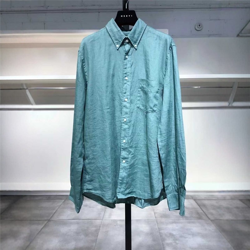 M-L穿 ASPESI 男款湖蓝色洋装衬衣 455