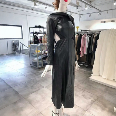 S-M穿 VICTORIA BECKHAM 靓丽油润羊皮连衣裙 3355