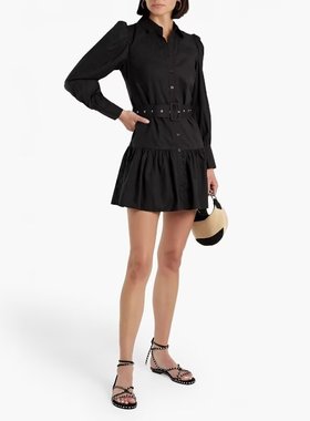 S-M穿 WALTER BAKER 黑色细棉衬衣连衣裙 660