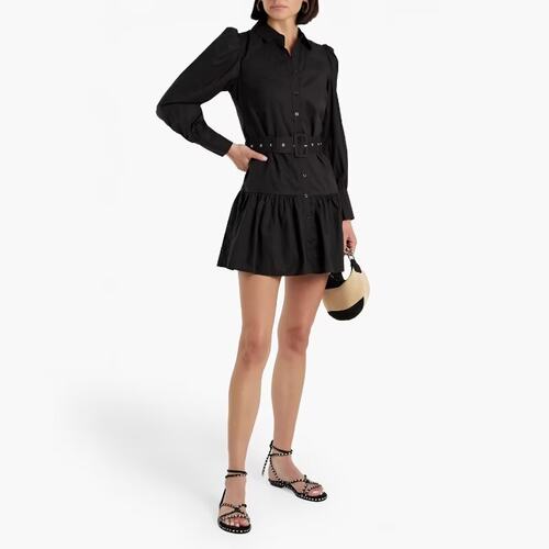 S-M穿 WALTER BAKER 黑色细棉衬衣连衣裙 660