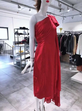 M-小L穿 JENNY PACKHAM 优雅红色洋装连衣裙 3035