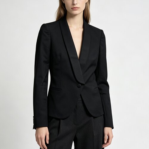 XS-S穿 PHILIPP PLEIN 深色翻领单排扣女装西装 1355