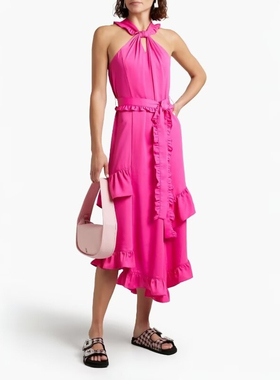 S-M穿 DEREK LAM 10 CROSBY 浪漫玫粉洋装连衣裙 938