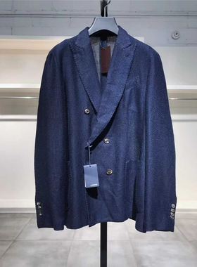 M-L穿 LARDINI 男款深蓝色时尚都市双开衩宽松商务休闲西服 950