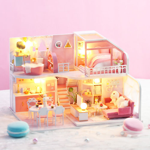 diy小屋手工制作少女心小房子模型拼装艺术别墅玩具生日礼物女生